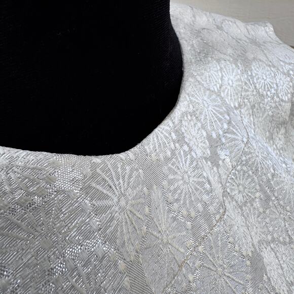 Vintage Silver Metallic starburst embossed back zip dress Monroe inspired - Picture 14 of 16